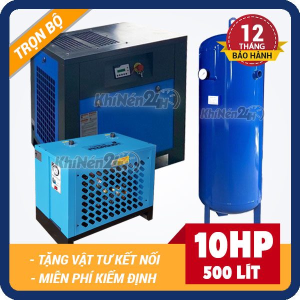 Trọn bộ máy nén khí trục vít 10HP – 7.5kW – Chính hãng Pegasus